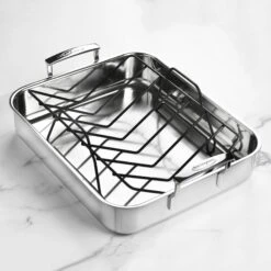 Demeyere 5-Plus 15.7" X 13.3" Stainless Steel Roasting Pan With Rack