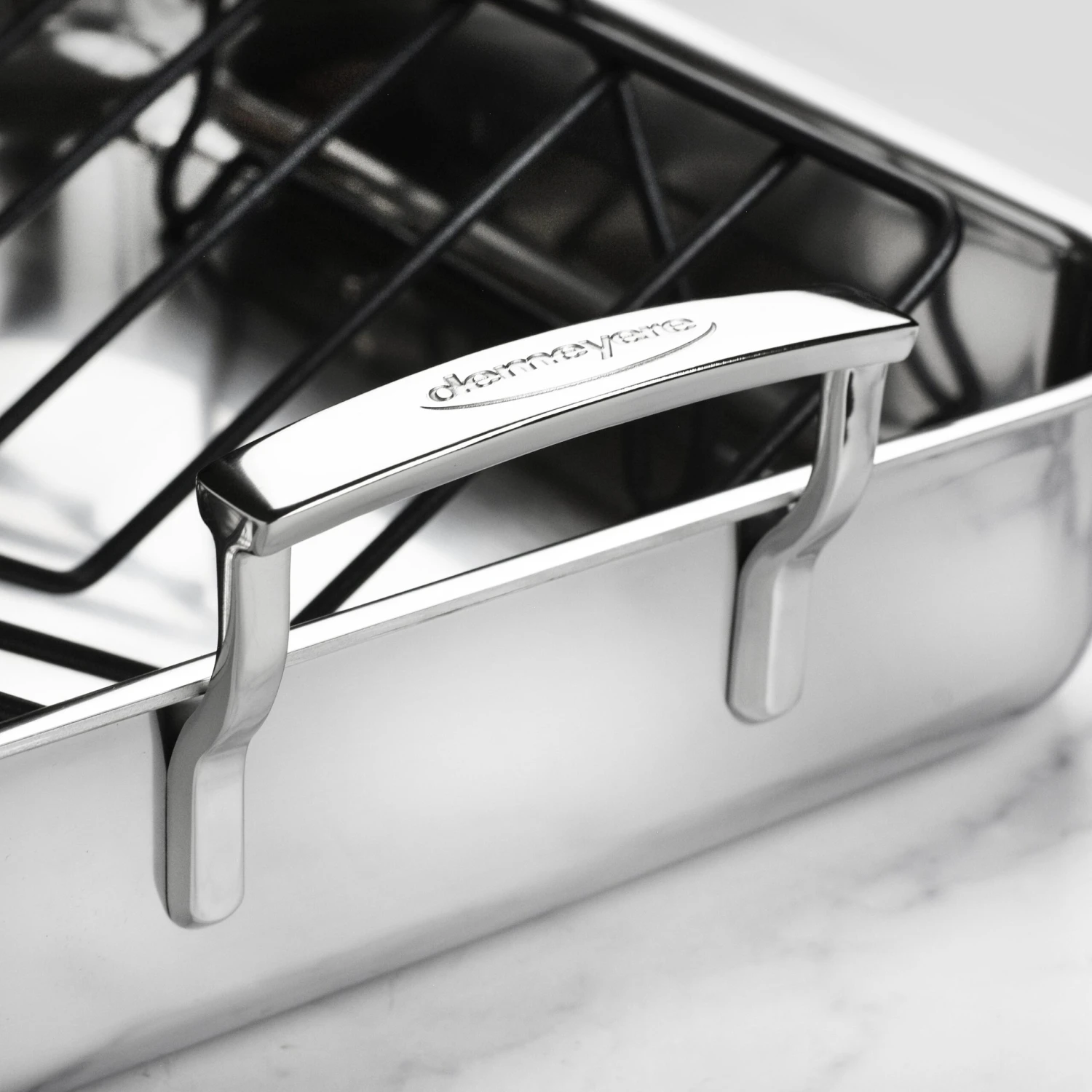 Demeyere 5-Plus 15.7" X 13.3" Stainless Steel Roasting Pan With Rack 4 Demeyere 5-Plus 15.7" X 13.3" Stainless Steel Roasting Pan With Rack - Image 2