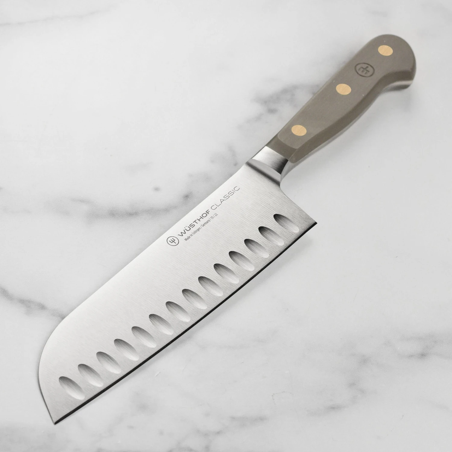 Wusthof Classic 7" Velvet Oyster Hollow Edge Santoku Knife 3 Wusthof Classic 7" Velvet Oyster Hollow Edge Santoku Knife
