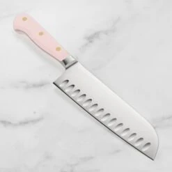 Wusthof Classic 7" Pink Himalayan Salt Hollow Edge Santoku Knife -Zwilling Shop DSC 3654