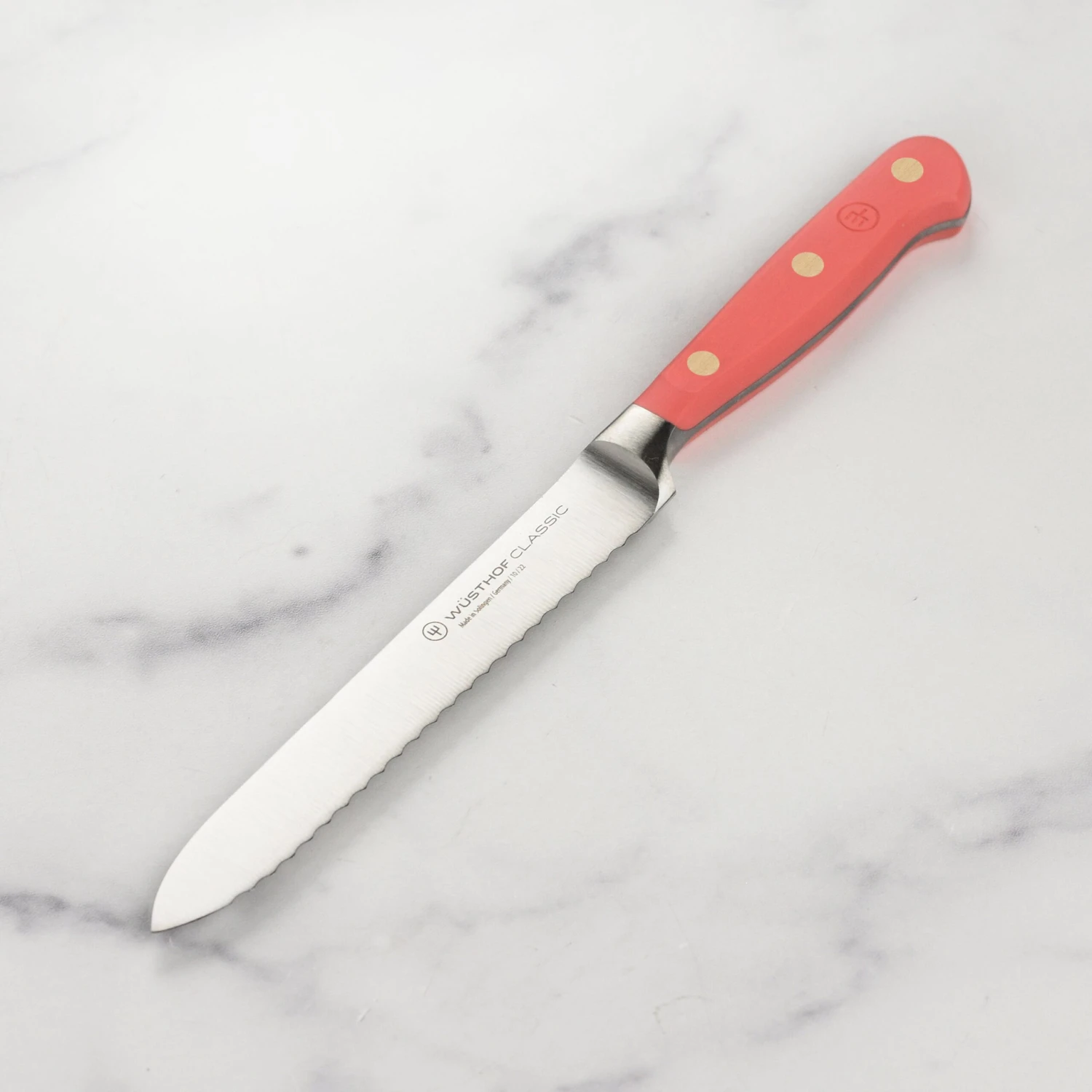 Wusthof Classic 5" Coral Peach Serrated Utility Knife 3 Wusthof Classic 5" Coral Peach Serrated Utility Knife
