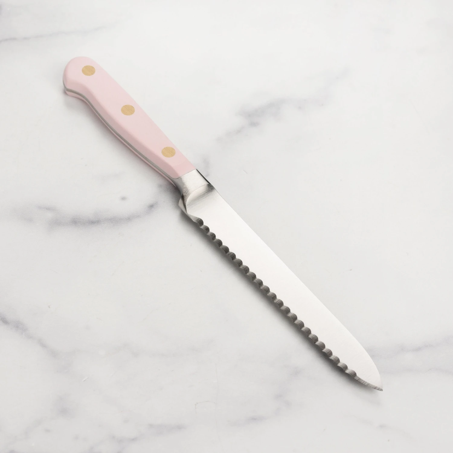 Wusthof Classic 5" Pink Himalayan Salt Serrated Utility Knife 8 Wusthof Classic 5" Pink Himalayan Salt Serrated Utility Knife - Image 6