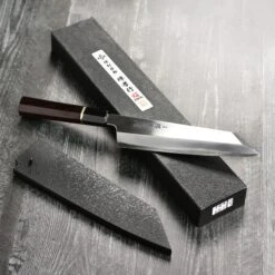 Takayuki X Itsuo Doi Homura SP Aogami #2 8.9" Kengata Gyuto With Saya -Zwilling Shop DSC 5015