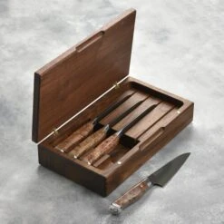 Steelport Carbon Steel 4 Piece Steak Knife Set With Case