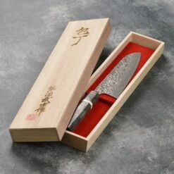 Saji SG2 Black Damascus 7" Santoku, Stabilized Birch -Zwilling Shop DSC 5252 8f704dca 1ab6 4267 9b0b 8cd10ac707ce