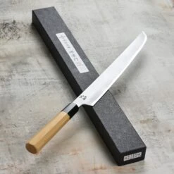 Takayuki X Itsuo Doi Homura Aogami #2 11.8" Sakimaru Yanagiba With Saya -Zwilling Shop DSC 5633