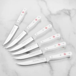 Wusthof Gourmet 6 Piece Steak Knife Set With White Handles