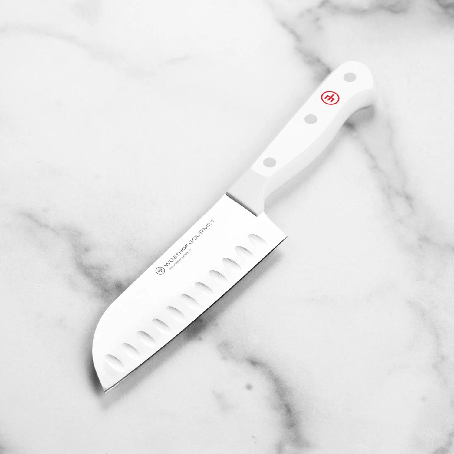 Wusthof Gourmet 5" Hollow Edge Santoku Knife, White Handle 3 Wusthof Gourmet 5" Hollow Edge Santoku Knife, White Handle