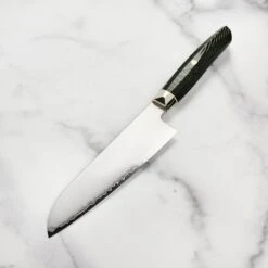 Zanmai Revolution SG2 7" Santoku Knife With Green Micarta Handle -Zwilling Shop DSC 6491