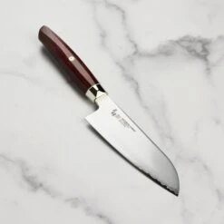Zanmai Revolution SG2 5.9" Ko-Santoku With Red Pakkawood Handle