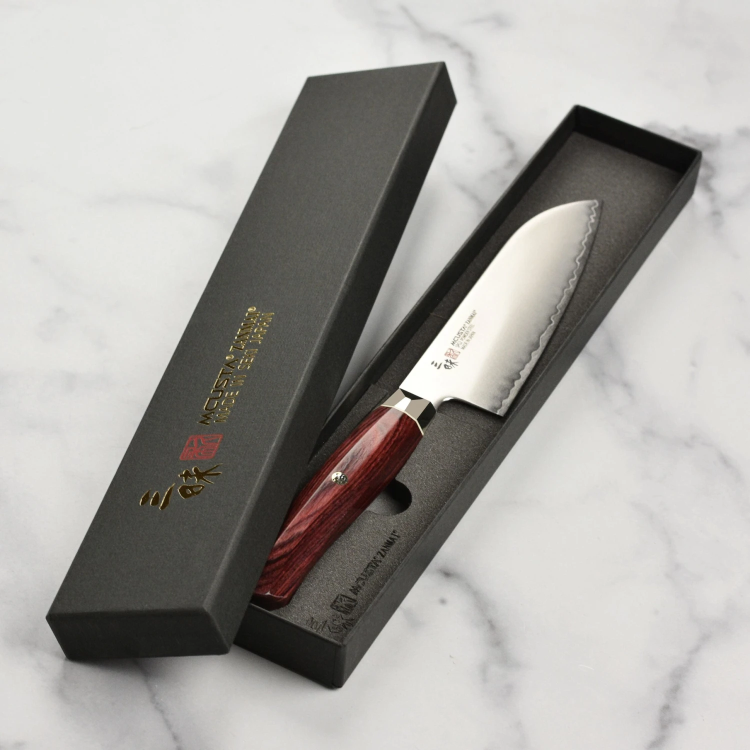 Zanmai Revolution SG2 5.9" Ko-Santoku With Red Pakkawood Handle 8 Zanmai Revolution SG2 5.9" Ko-Santoku With Red Pakkawood Handle - Image 6