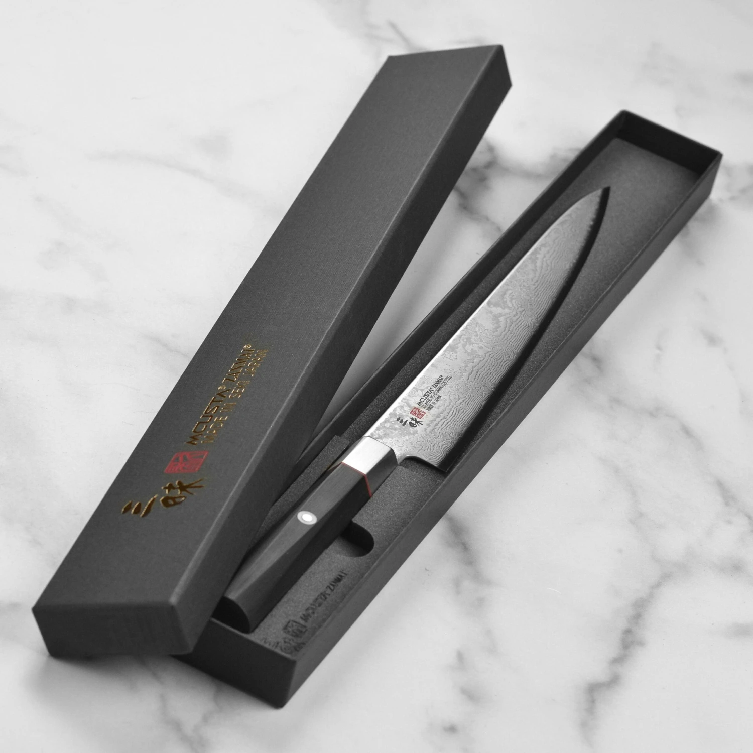 Zanmai Hybrid Damascus Splash 9.4" Sujihiki 8 Zanmai Hybrid Damascus Splash 9.4" Sujihiki - Image 6