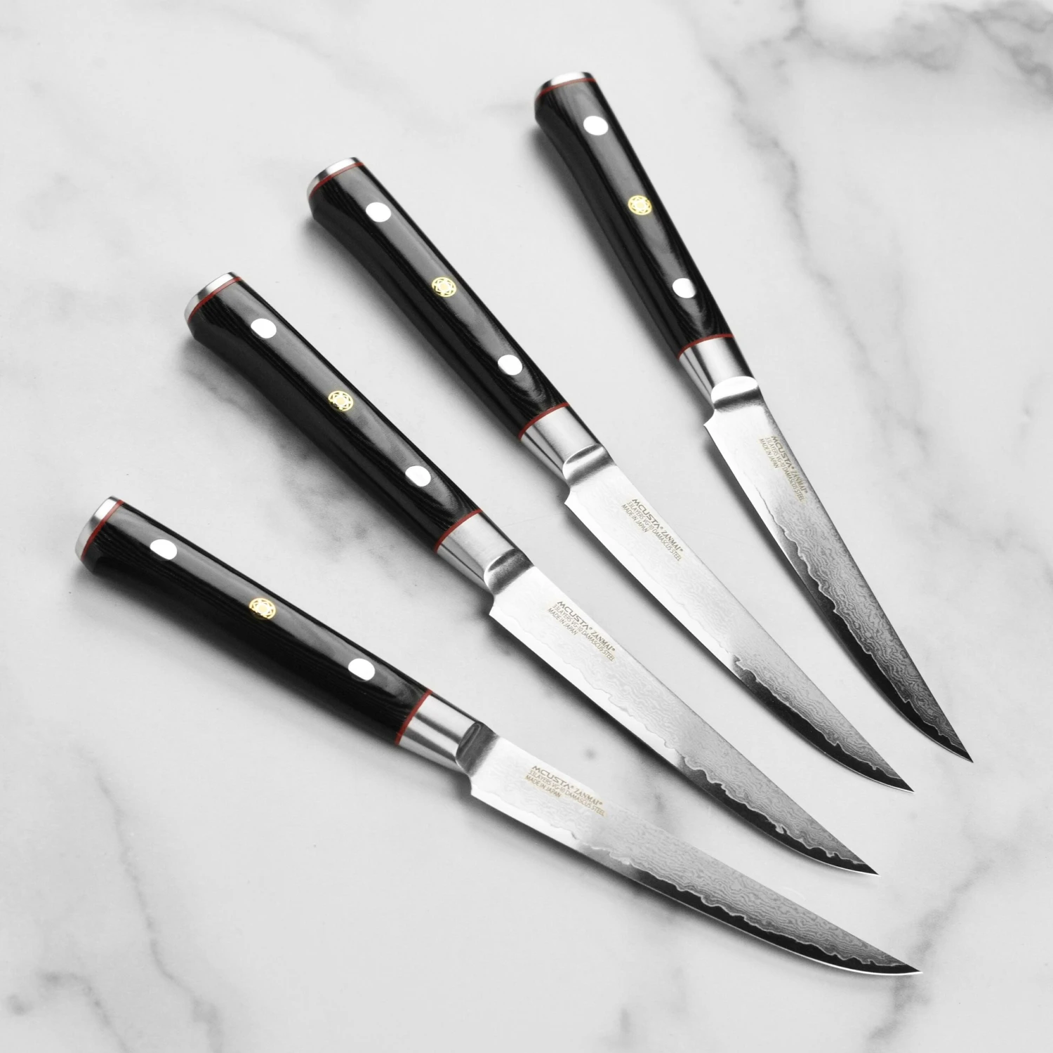 Zanmai Classic Pro Zebra Damascus 4 Piece Steak Knife Set 3 Zanmai Classic Pro Zebra Damascus 4 Piece Steak Knife Set