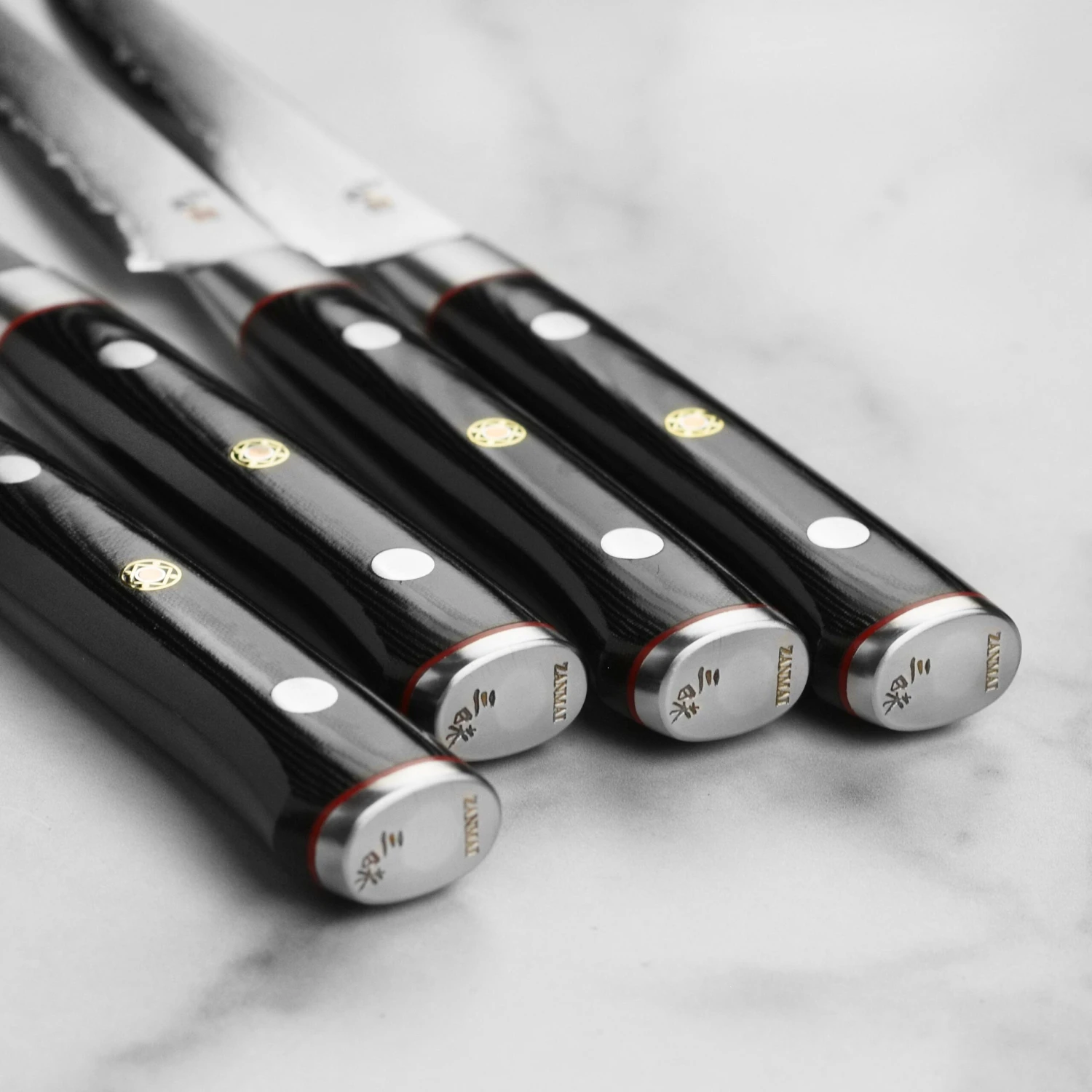 Zanmai Classic Pro Zebra Damascus 4 Piece Steak Knife Set 4 Zanmai Classic Pro Zebra Damascus 4 Piece Steak Knife Set - Image 2