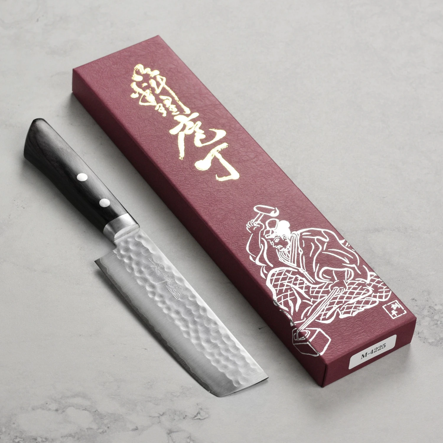 Masutani VG1 Hammered 5" Nakiri, Black Handle 6 Masutani VG1 Hammered 5" Nakiri, Black Handle - Image 4