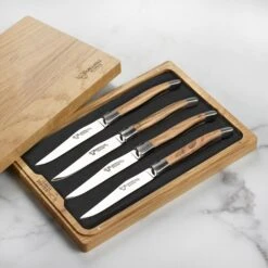 Laguiole En Aubrac 4 Piece Stainless Steel Steak Knife Set With Olive Wood Handles -Zwilling Shop DSC 7095 6de90dc5 5c11 4a3a 8fad d53e0d2cd53f
