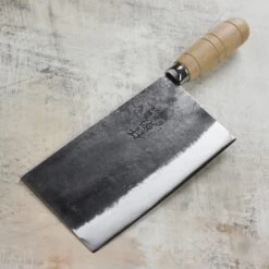 Sentan Hand-Forged Carbon Steel 8" Chinese Cleaver, Kurouchi