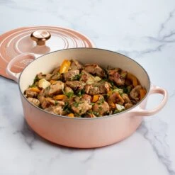 Le Creuset Signature Cast Iron 6.75-quart Peche Round Wide Dutch Oven With Copper Knob -Zwilling Shop DSC 8323