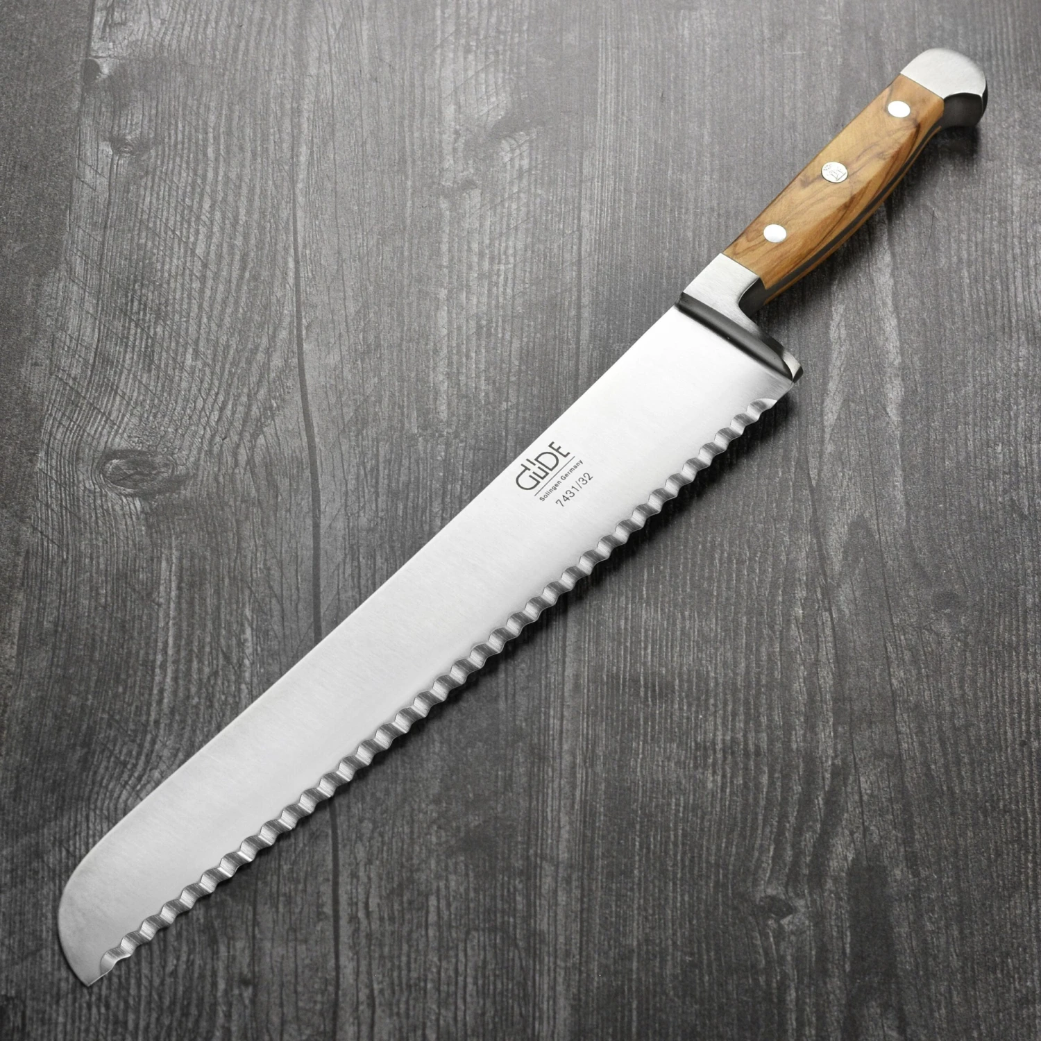 Franz Gude 12.6" Large Bread Knife With Olive Wood Handle, Left-Handed 3 Franz Gude 12.6" Large Bread Knife With Olive Wood Handle, Left-Handed