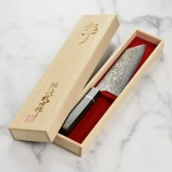 Saji SG2 Black Damascus 6.7" Bunka, Ebony -Zwilling Shop DSC 9164