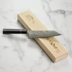 Saji SG2 Black Damascus 6.7" Bunka, Ebony -Zwilling Shop DSC 9165