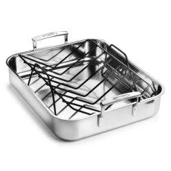 Demeyere 5-Plus 15.7" X 13.3" Stainless Steel Roasting Pan With Rack 15 Demeyere 5-Plus 15.7" X 13.3" Stainless Steel Roasting Pan With Rack -Zwilling Shop Demeyere5 Plus15.7x13.3 inchStainlessSteelRoastingPanwithRack