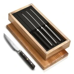 Enso Modern 4 Piece Steak Knife Set, Ebony -Zwilling Shop EnsoModern4PieceSteakKnifeSet EbonyHandles