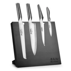 Global 5 Piece Magnetic Easel Knife Set, Black Block -Zwilling Shop Global5PieceMagneticEaselKnifeSet BlackBlock