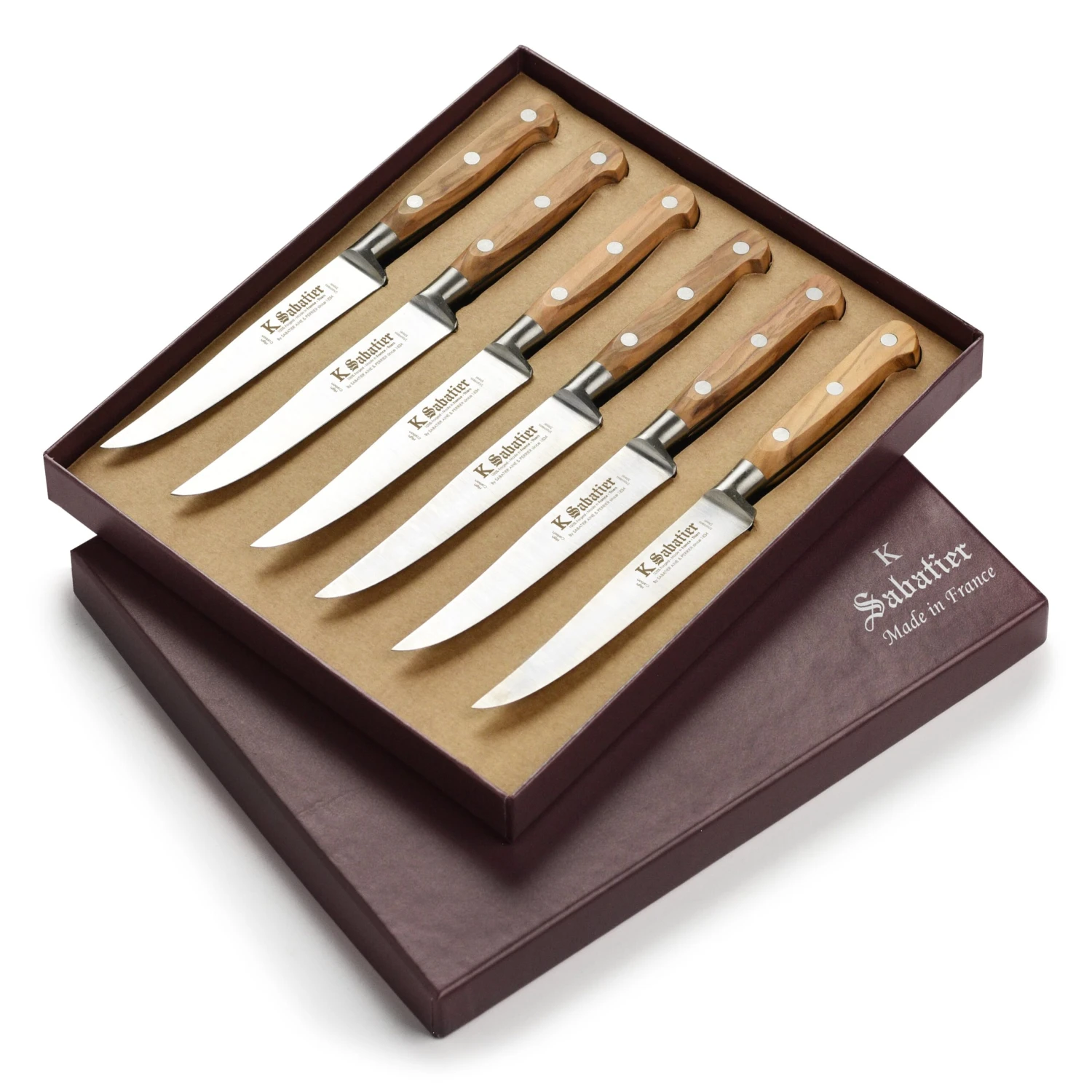 K Sabatier Olive Wood 6 Piece Steak Knife Set 6 K Sabatier Olive Wood 6 Piece Steak Knife Set - Image 4