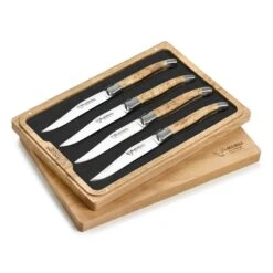 Laguiole En Aubrac 4 Piece Stainless Steel Steak Knife Set With Birchwood Handles -Zwilling Shop LaguioleenAubrac4PieceStainlessSteelSteakKnifeSetwithBirchwoodHandles