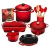 Le Creuset Signature Cast Iron 16 Piece Cerise Cookware Set -Zwilling Shop LeCreusetSignatureCastIron16PieceCherryRedCookwareSet
