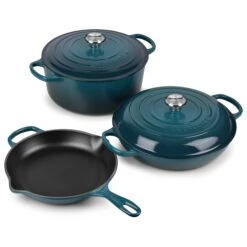 Le Creuset Signature Cast Iron Deep Teal 5 Piece Cookware Set