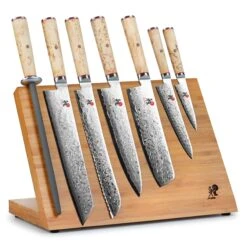 Miyabi Birchwood SG2 8 Piece Magnetic Easel Knife Set -Zwilling Shop MiyabiBirchwoodSG28PieceMagneticEaselKnifeSet