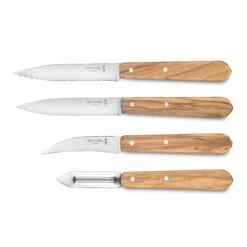 Opinel 4 Piece Stainless Steel Paring & Peeling Set With Olive Wood Handles -Zwilling Shop Opinel4PieceStainlessSteelParing PeelingSetwithOliveWoodHandles