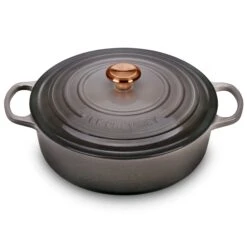 Le Creuset Signature Cast Iron 6.75-quart Oyster Round Wide Dutch Oven With Copper Knob