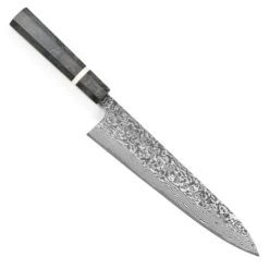 Saji SG2 Black Damascus 9.4" Gyuto, Stabilized Birch -Zwilling Shop SajiSG2BlackDamascus9.4 inchGyuto StabilizedBirch