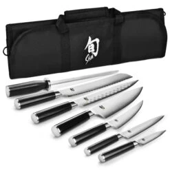 Shun Classic 8 Piece Knife Roll Set 18 Shun Classic 8 Piece Knife Roll Set -Zwilling Shop ShunClassic8PieceKnifeRollSet