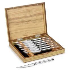 Wusthof 8 Piece Stainless Steel Steak Knife Set With Olivewood Case -Zwilling Shop Wusthof8PieceStainlessSteelSteakKnifeSetwithOlivewoodCase