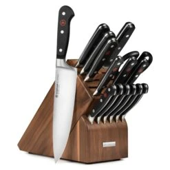 Wusthof Classic 16 Piece Walnut Knife Block Set With Forged Steak Knives -Zwilling Shop WusthofClassic16PieceWalnutKnifeBlockSetwithForgedSteakKnives