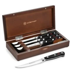 Wusthof Classic 4 Piece Steak Knife Set With Wood Case -Zwilling Shop WusthofClassic4PieceSteakKnifeSetwithWoodCase