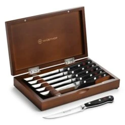 Wusthof Classic 6 Piece Steak Knife Set With Wood Case -Zwilling Shop WusthofClassic6PieceSteakKnifeSetwithWoodCase b35ef75a 3a34 41cc 9019 dad2e20fd4a1