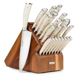 Wusthof Classic Ikon Creme 26 Piece Acacia Knife Block Set -Zwilling Shop WusthofClassicIkonCreme26PieceAcaciaKnifeBlockSet
