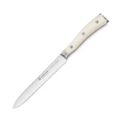 Wusthof Classic Ikon Creme 5" Serrated Utility Knife -Zwilling Shop WusthofClassicIkonCreme5 inchSerratedUtilityKnife