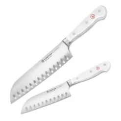 Wusthof Classic White 2 Piece Hollow Edge Santoku Knife Set -Zwilling Shop WusthofClassicWhite2PieceSantokuKnifeSet