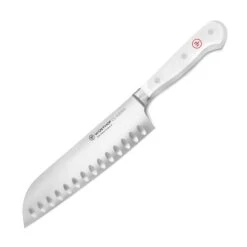 Wusthof Classic White 7" Hollow Edge Santoku Knife -Zwilling Shop WusthofClassicWhite7 inchHollowEdgeSantokuKnife