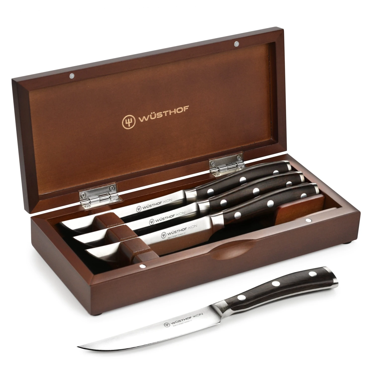 Wusthof Ikon Blackwood 4 Piece Steak Knife Set With Wood Case 6 Wusthof Ikon Blackwood 4 Piece Steak Knife Set With Wood Case - Image 4