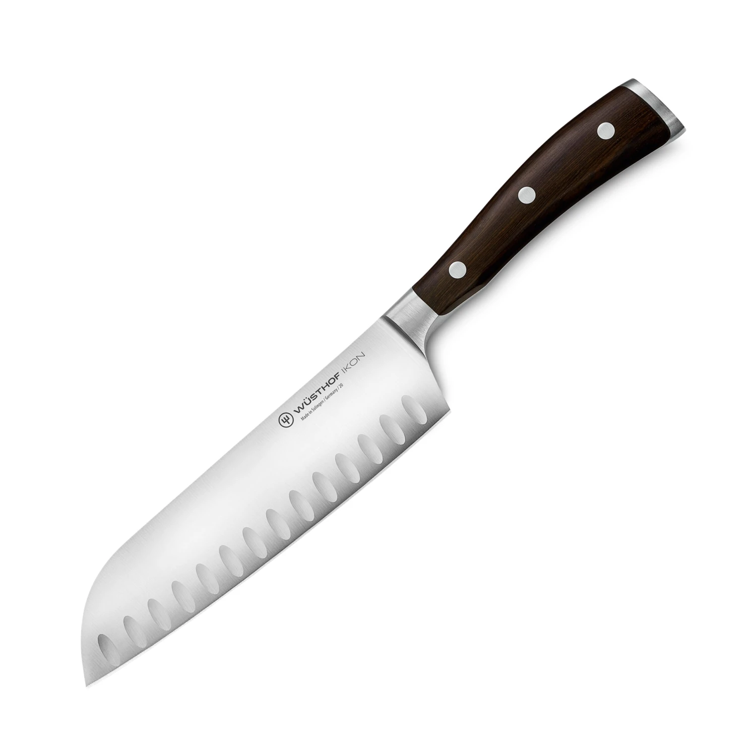 Wusthof Ikon Blackwood 7" Hollow Edge Santoku Knife 6 Wusthof Ikon Blackwood 7" Hollow Edge Santoku Knife - Image 4