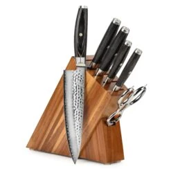 Yaxell Ketu SG2 7 Piece Acacia Slim Knife Block Set -Zwilling Shop YaxellKetu7PieceAcaciaSlimKnifeBlockSet